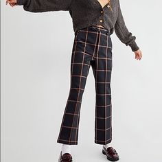 Reposhing This Item I Purchased From @Xoxodebxoxo. Loved It, But It Turns Out I’m A 26” Waist Now (Not A 25”)! The Material Is Lovely And The Cut Is Great. Questions? Leave A Comment Below! Math Club, Great Questions, Cool Pants, Windowpane Plaid, Plaid Trousers, Levis Pants, Tan Plaid, Flared Trousers, Flare Trousers