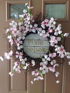 a wreath that has flowers on it