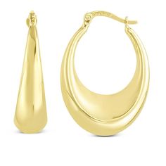 14K Yellow Gold Graduated Hoop Earrings  The graduated silhouette brings elegance to this gold hoop.       Approx. 1-1/8"L x 13/16"W; approx. 1/4" thickness     Stamped 14K     Weight: Approx. 3.0 grams     Pierced with hinged closures 14k Gold Teardrop Hoop Earrings With Polished Finish, Modern Gold Hinged Hoop Earrings, Royal Chain, Earrings Real, Gold Polish, Best Diamond, Gold Hoops, Jewelry Earrings Hoops, Gorgeous Earrings