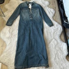 Denim Maxi Dress From Zara, Super Cute. Cinch It With A Leather Belt For That Sophisticated Look Zara Dark Wash Denim Dress For Fall, Zara Denim Midi Dress In Medium Wash, Zara Denim Blue Midi Length Denim Dress, Zara Midi-length Denim Dress, Zara Denim Blue Midi Length Dress, Zara Medium Wash Denim Midi Dress, Zara Midi Length Denim Dress, Chic Zara Denim Dress In Medium Wash, Zara Long Sleeve Dark Wash Denim Dress