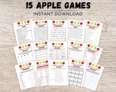 printable apple games for kids to play on the computer or in the classroom with text overlay that reads 15 apple games instant