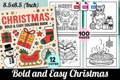 four christmas coloring pages with the words bold and easy christmas