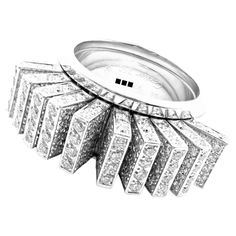 Cartier Diamond Fan White Gold Ring | From a unique collection of vintage Cocktail Rings at https://www.1stdibs.com/jewelry/rings/cocktail-rings/. Luxury Cartier Diamond White Rings, Cartier Love Band, Cartier Diamond Rings, Cartier Love Wedding Band, Ring Paper, Vintage Designer Jewelry, Paper Ring, Gold Cocktail Ring, Gold Band Ring