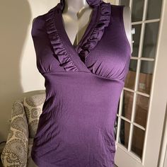 Nwt Spandex And Silk Tank By Banana Republic Size Xs Fitted Purple Halter Top, Purple Stretch V-neck Tank Top, Fitted Purple V-neck Tank Top, Chic Fitted Purple Halter Top, Chic Purple Fitted Halter Top, Stretch Purple Elastane Tops, Stretch Purple Tops, 2000s Clothes, Sublimation Ideas