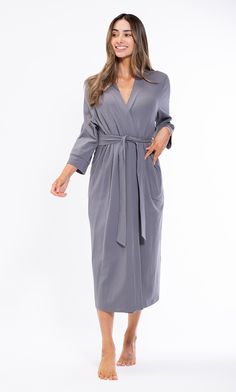 Women's :: Knit Robes :: Cotton Charcoal Gray Knit Kimono Robe - Wholesale bathrobes, Spa robes, Kids robes, Cotton robes, Spa Slippers, Wholesale Towels Spa Robes, Knit Kimono, Cotton Robes, Womens Bathrobes, Spa Slippers, Kids Robes, Soft Robes, Monogram Styles, Knitting Women