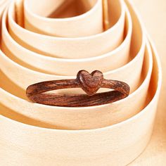 a stack of wooden rings sitting on top of each other