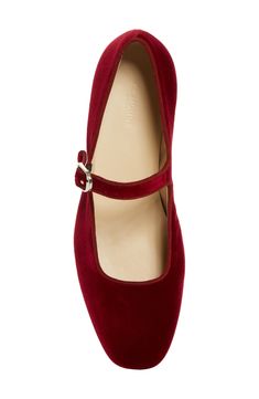 Crafted from sumptuous cotton velveteen with delicate grosgrain trim, this charming mary jane flat is richly saturated in a berry-inspired hue. Adjustable strap with buckle closure Textile upper/leather lining and sole Made in Italy Designer Shoes Mary Jane Flats, Fabric Gift Bags, Fabric Gifts, Free Fabric, Print Gifts, Womens Flats, Mary Janes, Party Outfit, Designer Shoes