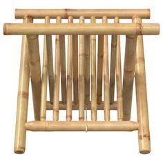 a wooden chair made out of bamboo sticks on a white background with clippings