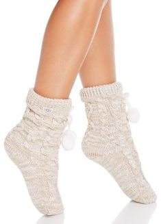 UGG Pompom Fleece-Lined Socks Pom Pom Socks, Ugg Socks, Tall Boot Socks, Knitted Leg Warmers, Pom Pom Shorts, Tall Socks, Ugg Accessories