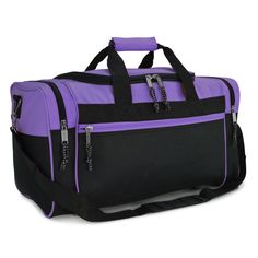 - FEATURES: Large zippered main compartment, two end zippered pockets, front zippered pocket, adjustable handle and removable shoulder strap. - SIZE: 21" X 10" X 9" - MATERIAL: Polyester - COLOR: Black, Red, Royal Blue, Navy Blue, Gold, Pink, Purple, Green, Gray, Orange, Maroon, White. - INTENDED USE: intended for daily use on the job, in the gym, playing sports, or taking trips. DALIX consistently reaches the pinnacle of affordable and useful everyday items. This is our 20" Duffel bag which has Duffle Bag Sports, Black Duffel Bag, Pink Duffle Bag, Sports Bags Gym, Travel Bags For Women, Travel Duffle, Duffle Bag Travel, Duffle Bags, Gear Bag