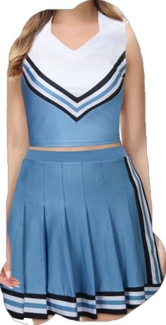 Blue Fitted Skirt For Cosplay, Fitted Blue Skirt For Cosplay, Fitted Blue Skort For Cheerleading, Blue Stretch Skort For School, Fitted Blue Tennis Skirt For School, Blue Fitted Sports Skirt, Blue Tank Tops, Blue Tank Top, Olivia Rodrigo