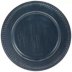 an empty black plate on a white background