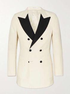 White Double-Breasted Satin Blazer | GUCCI | MR PORTER Chic Gucci Notch Lapel Blazer, Chic Gucci Blazer With Notch Lapel, Classic White Gucci Outerwear, Gucci Double-breasted Workwear Blazer, Classic Gucci Double-breasted Blazer, White Gucci Outerwear For Work, Elegant Gucci Double-breasted Blazer, Gucci Double-breasted Outerwear For Business, Elegant Double-breasted Gucci Blazer