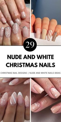 Discover simple nude and white Christmas nail designs suitable for short lengths. From minimalist patterns to elegant acrylic styles, find the perfect look for the season. Save this pin to your "Nail Art Ideas" board and check out the article for detailed designs. White Christmas Nail Designs, Elegant Nail, Elegant Nail Designs, Nude Nail, Nude Nail Designs