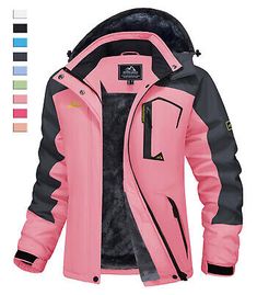 Premium Quality Womens Winter Ski Snow Jacket Thermal Fleece Lined Outdoor Work Casual Warm Coat, Womens Coats Jackets Winter Long Sleeve Hiking Outerwear, Long Sleeve Winter Hiking Outerwear, Winter Sports Fleece Jacket With Pockets, Pink Hooded Outerwear For Outdoor, Winter Hiking Hooded Jacket With Long Sleeves, Winter Hooded Jacket For Hiking With Long Sleeves, Winter Long Sleeve Hooded Jacket For Hiking, Winter Long Sleeve Hooded Hiking Jacket, Pink Hooded Jacket With Pockets For Winter