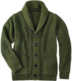 Fast Shipping Quality Product Great Support VOBOOM Men's Knitwear Button Down Shawl Collar Cardigan Sweater with Pockets 30%wool 30%acrylic 20%nylon 20%polyester Hand Wash Only Material: 30%wool 30%acrylic 20%nylon 20%polyester Knitted wool/nylon blend for warmth and durability Available in sizes Small through XX-Large; 3 classic solid colors for choosing Classic button-front shawl cardigan, 2 Front Patch Pockets, Casual Sweater Occasion: Casual,work,daily, outdoor,etc; TIPS: Machine Wash/Hand W Mens Shawl Collar Cardigan, Green Sweater Cardigan, Casual Turtleneck, Mens Turtleneck, Solid Color Sweater, Mens Cardigan Sweater, Button Outfit, Shawl Collar Cardigan, Jacquard Sweater