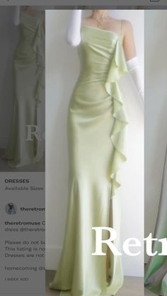 Elegant Dresses Classy Green, Formal Mermaid Dresses, Hijabi Homecoming Dress, Pastel Green Outfit Aesthetic, Gowns Dresses Elegant Classy Glamour, Green Dress Aesthetic, Pastel Green Dress, Pastel Prom Dress, Sketches Design