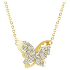 A beautiful Dazzling Butterfly Pendant Necklace adorned by small natural Round Cut Diamonds in Pave Setting. A thoughtful gift for Anniversary, Birthday, Graduation, Valentine's, and Holidays for someone you love. Necklace Information Gold : 14k Gold, 18k Gold, Platinum Diamond Carats : 0.50ct Diamond Cut : Round Cut (Natural Earth Mined Diamonds) Diamond Color : F-G Diamond Clarity : VS Color : White Gold, Yellow Gold, Rose Gold Lead Time : 4-8 Weeks (If out of Stock) JEWELRY CARE Over the cour Elegant Butterfly Diamond Necklace As Gift, Elegant Butterfly Diamond Necklace Gift, Elegant Butterfly-shaped Diamond Necklace Gift, Butterfly Shaped Fine Jewelry Necklace For Anniversary, Fine Jewelry Butterfly Necklace For Anniversary, Butterfly Shaped Diamond Necklace As Gift, Yellow Gold Diamond Butterfly Necklace As Gift, Diamond Butterfly Necklace For Anniversary, Butterfly Shape Diamond Necklace Gift