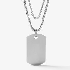 Our Shea Mother of Pearl Medical Dog Tag Necklace in Silver is simply stunning. Mother of pearl inlay set on a silver tone dog tag creates this statement piece. The silver tone medical caduceus symbol perfectly accents the pearl. This med ID necklace comes with an additional silver tone chain for a perfectly layered look. Each Shea Medic Alert Dog Tag Necklace features the internationally recognized medical caduceus symbol to alert medical personnel to your medical information that is custom eng Tag Necklace Silver, Minimalist White Gold Dog Tag Jewelry, Tarnish Resistant Silver Rectangular Pendant Jewelry, Silver Tarnish Resistant Rectangular Pendant Jewelry, Silver Tarnish-resistant Rectangular Pendant Jewelry, Stainless Steel Dog Tag Necklace With Adjustable Chain, Stainless Steel Dog Tag Necklace With Box Chain, Engraved White Gold Dog Tag Necklace, Engraved Stainless Steel Dog Tag Jewelry