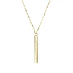 "14K Yellow Gold 18\" Diamond Cut Bar Drop Necklace with Spring Ring Clasp/Real 14k Gold A unique and classy design that will surely make you stand out! The perfect gift for both children and adults! Length: 18\"  Gram Weight: 2.10 Dimension: 3.2x28.1mm Color: Yellow Gold Condition: Brand New, Solid 14k Gold We ship fast and free from New York City! Questions and Returns? Feel free to message us and we will get back to you as soon as possible. Thank you and we appreciate your business." Everyday Necklace Gold, Royal Chain, Gold Drop Necklace, Cylinder Shape, Bridesmaid Necklace, Bar Pendant, Station Necklace, Minimalist Necklace, Drop Necklace