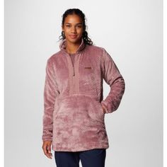 Cuddle up in this plush and velvety quarter-zip Sherpa fleece pullover with hand pockets and extended zipper pull for easy adjusting. Columbia Sportswear, Sherpa Fleece, 1/4 Zip, Jacket Tops, Quarter Zip, Vest Jacket, Columbia, Zipper, Red