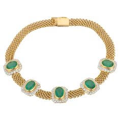 Emerald bracelet in 18K Gold. It has a perfect oval cut gemstone studded with diamonds to make you stand out on any occasion or an event. A cuff bracelet is an essential piece of jewelry when it comes to your wedding day. The elegant style complements the attire beautifully, whether it's the bride wearing it herself, or as a gift to her bridesmaids to wear on the D’day. PRODUCT DETAILS :- > Material - 18K Solid Yellow Gold > Gemstone - Emerald > Stone Weight - 3.34 ct > Stone Shape - Oval > Ston Emerald Bracelet, Gold Halo, Gemstone Studs, Deco Jewelry, Emerald Stone, Art Deco Jewelry, Contemporary Jewelry, D Day, Natural Emerald