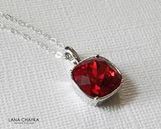 Swarovski Scarlet Bright Red Square Crystal Rhinestone Pendant with .925 Sterling Silver Chain Wedding Necklace. LANA CHAYKA SHOP; https://www.etsy.com/shop/LanaChayka?ref=seller-platform-mcnav CHAIN is 18 inches (45.7 cm) long, PENDANT is about 0.78 inch (2 cm) long including bail. Simple and elegant, this necklace would be perfect for any wedding or occasion! Handmade necklace, is made with .925 Sterling Silver 18 inches cable chain, Swarovski 12mm Scarlet Bright Red colored square shaped crys Silver Necklace Wedding, Red Crystal Jewelry, Red Crystal Necklace, Red Pendant, Wedding Red, Necklace Swarovski, Red Pendants, Red Necklace, Necklace Red