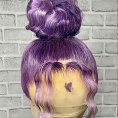 Product Details: Lace Front Wig Virgin Human Hair Custom Color Wig *Cap Style-Lace Front Wig *Material-Virgin Human Hair *Color-Same As Picture *Density-150% *Cap Size-Medium Lavender Wigs, Purple Lace Front Wig, Purple Lace Front, Purple Wigs, Wig Material, Purple Wig, Human Hair Color, Wig Color, Cap Style