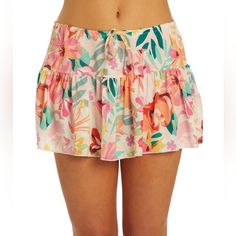 The Blend Of Style And Comfort While You Enjoy Your Time On The Beach Wearing The Hurley Women's Floral Pop Mini Skirt. Features Relaxed Fit Encased Elastic Waist With Self-Tie Floral Print All Over Merrow Edge Detail A-Line Silhouette Skirt Brand Icon Woven Label Fabric: 96% Recycled Nylon, 4% Spandex Care: Machine Wash Cold Multicolor Floral Print Bottoms For Brunch, Beachwear Skirt With Floral Print For Day Out, Beachwear Floral Print Skirt For Day Out, Beach Skirted Bottoms With Floral Print, Spring Mini Swim Skirt Beachwear, Spring Mini Swim Skirt For Beachwear, Floral Print Skirted Bottoms For Beach, Spring Beachwear Mini Swim Skirt, White Skirted Bottoms For Beach Season