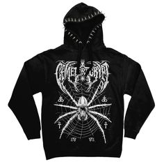 Product Details - Each Hoodie takes around 1-2 Weeks to make. - Front & Back Print - Spiked Hood - No front pocket to allow maximum print area. - Standard Hoodie Size - 80% Cotton / 20% Polyester Size Info Size Measured in Chest (to fit) (Inches) XS - 32 S - 36 M - 40 L - 44 XL - 48 2XL - 52 3XL - 56 Washing Instructions Washing Instructions - Wash on a delicate machine cycle at 30C / 86F , Inside Out. Do not iron the print,Do not dryclean. Hooded Hoodie With Screen Print For Fall, Screen Print Hooded Hoodie For Fall, Fall Heavyweight Graphic Print Hoodie, Fall Season Screen Print Hooded Hoodie, Band Merch Hoodie With Drawstring, Fall Band Merch Hoodie With Drawstring Hood, Band Merch Hoodie With Screen Print For Winter, Winter Band Merch Hoodie With Screen Print, Spider Hoodie