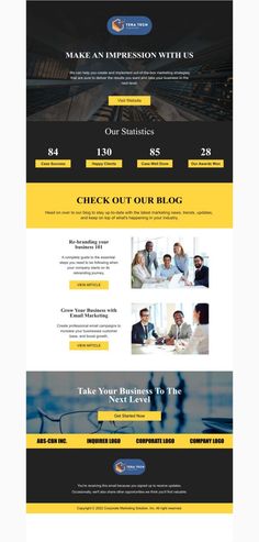 an image of a website design for a business consulting company, with yellow and black colors