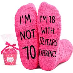 PRICES MAY VARY. BIRTHDAY GIFTS FOR WOMEN: These pink socks could be the perfect birthday gift for your mom, grandma, wife, aunt, sister in law, or female friend. GIFTS FOR HER: Say it with socks - "I'M NOT 70, I'M 18 WITH 52 YEARS EXPERIENCE." These are suitable for any holiday gifts, such as Birthday gifts, White Elephant gifts, Christmas gifts, Anniversary gifts, Mothers Day gifts. RETIRED GIFTS FOR WOMEN: Celebrate the milestone of turning 70 with our specially designed socks, perfect for re Mother In Law Gift Ideas, Gifts For Older Women, 71st Birthday, 71 Birthday, Christmas Wedding Gifts, Friend Gifts, Old Woman, Valentines Day Weddings, Gifts For Your Mom