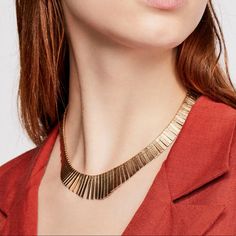 Collar Necklace, Fringe Metal Detail Clasp Closure Length: 16.5 Inches Beautiful Statement Necklace! Gold Wrap Necklace, Free People Necklace, Necklace Combo, Sea Necklace, Stone Statement Necklace, Free People Jewelry, Wrap Necklace, Gold Wrap, Layered Necklace Set