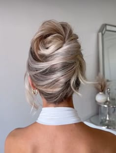 Hair Up For Party, Unique Wedding Updos, Updo For Heavy Hair, Bridal Shower Updo, Hair Up Styles For Prom, Bun Up Do, Wedding French Twist, Glam Bridal Hair Updo, Wedding Updo Blonde