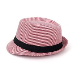 Striped Fedora Hat for All Elevate Your Style with Our Striped Fedora Hat Introducing the perfect blend of classic elegance and modern flair – our Striped Fedora Hat. Designed for both men and women, this versatile hat is ideal for jazz parties, formal events, beach outings, and stage performances. As a premium offering from Prolyf online clothing store, this fedora hat for men and women is a must-have accessory. Why Choose Our Striped Fedora Hat? Unisex Design: Suitable for both men's hats and women's hats, ensuring a perfect fit for everyone. Versatile Style: Whether you need a formal hat, a beach cap, or a stylish stage accessory, this hat is your go-to choice. High-Quality Material: Crafted with the finest materials, our fedora hat men and women will love guarantees durability and comf Red Short Brim Top Hat For Spring, Red Summer Boater Hat With Short Brim, Red Short Brim Top Hat For Summer, Fitted Red Straw Hat For Summer, Fitted Red Summer Hat, Red Casual Hat Band For Summer, Adjustable Red Hat Bands For Spring, Red Short Brim Hats For Spring, Classic Red Fedora Hat