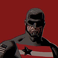 a man in a captain america costume with an american flag on his chest and the word,