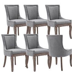 set of six grey upholstered dining chairs