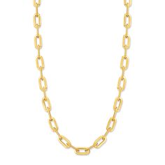 Ross-Simons - Italian 14kt Yellow Gold Paper Clip Link Necklace. 20". An Italian staple for every jewelry box! Shining in polished 14kt yellow gold, this stunning paper clip link necklace looks great with any outfit combination. Lobster clasp, 14kt yellow gold paper clip link necklace. Classic Gold-tone Chain Necklace With Rectangular Links, Classic Rectangular Link Necklace, Classic Paperclip Chain Necklace, Classic Rectangular Chain Necklace, Classic Rectangular Tarnish Resistant Chain Necklace, Classic Tarnish-resistant Rectangular Chain Necklace, Yellow Gold Paperclip Box Chain Necklace, Classic Yellow Gold Paperclip Chain Necklace, Classic Paperclip Chain Necklace For Formal Occasions