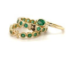 Our newest stacking band in a simple yellow gold bezel band. We added a beautiful oval emerald that sets off the entire ring. Stack with our other rings or wear alone. 14K yellow gold Sizes 5-8 3x5 oval Emerald LS Collection Bezel Band, Stacking Bands, Ring Stack, Stacking Ring, Stacking Rings, Emerald Green, Cuff Bracelets, Emerald, Yellow Gold