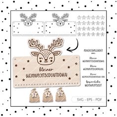 a wooden sign with reindeer heads and stars on it