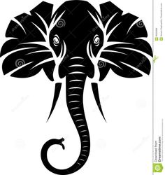 an elephant with large tusks on its head, black and white image royalty illustration