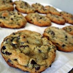 chocolate chip cookies on a white paper towel