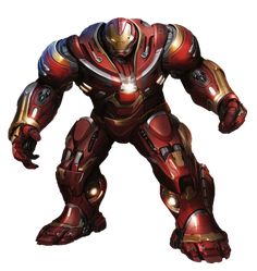 an iron man character is standing in front of a white background and has his arms spread out