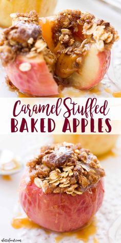 baked apples with granola stuffed in them