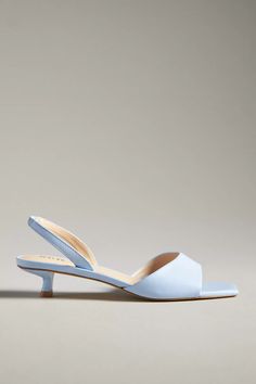 Maeve Square-Toe Slingback Kitten Heels | Anthropologie Slingback Kitten Heels, Blue Fits, Kitten Heel, Shoe Shop, Pump Shoes, Spring Fashion, Kitten Heels, Anthropologie, Leather Upper