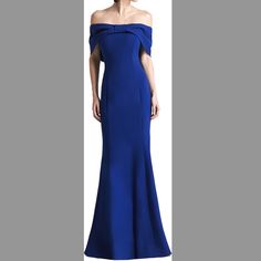 New With Tags, Navy, Daymor Gown. The Color Of This Gown Can Be Better Seen In The 3rd Picture. It Is A Deep Navy. This Gown Features An Off The Shoulder Style With A Bow Detailing On The Front. This Dress Is A Fit And Flare Style That Shapes The Body In The Most Flattering Way. Elegant Royal Blue Gown With Sweep Train, Elegant Royal Blue Evening Dress For Banquets, Elegant Royal Blue Gown For Gala, Royal Blue Formal Floor-length Evening Dress, Elegant Royal Blue Evening Gown, Elegant Royal Blue Evening Dress For Formal Occasions, Elegant Royal Blue Formal Evening Dress, Elegant Royal Blue Maxi Dress For Wedding, Elegant Royal Blue Mother Of The Bride Evening Dress