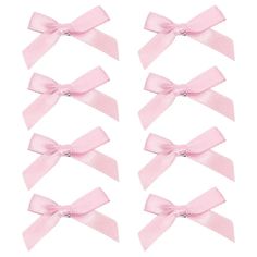 six pink bows on white background with clippings for the top and bottom of each bow