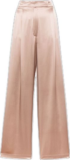 Chic Beige Silk Bottoms, Silk Wide Leg Bottoms With Pressed Crease, Silk Wide-leg Bottoms With Pressed Crease, Beige Silk Wide Leg Bottoms, Silk Wide Leg Pants With Pressed Crease, Beige Silk Wide-leg Pants, Chic Silk Wide Leg Pants With Pressed Crease, Elegant Beige Satin Bottoms, Chic Beige Wide Leg Pants For Evening