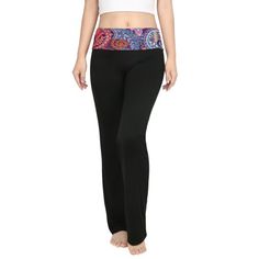 This pair of yoga pants can easily go from your morning workout session to brunch with girlfriends! With these pants it's all about flare silhouette and the comfy fit, crafted out of a comfortable stretch-knit fabric. You will also love the high-waist fold over for extra comfort and keeping everything in place. Size: XL.  Color: Multicolor.  Gender: female.  Age Group: adult.  Pattern: paisley. Bottom Workout, Purple Paisley, Workout Session, Morning Workout, Comfy Fits, Womens Activewear, Fold Over, Workout Leggings, Active Wear For Women