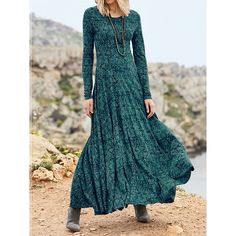 Season:Winter,Fall; Fabric:Polyester; Sleeve Length:Long Sleeve; Look After Me:Machine wash; Gender:Women's; Style:A Line,Streetwear; Elasticity:Micro-elastic; Occasion:Street,Vacation,Date; Fit Type:Regular Fit; Dresses Type:Winter Dress,Casual Dress,Swing Dress,A Line Dress; Pattern:Floral; Design:Print,Pocket; Neckline:Crew Neck; Front page:FF; Listing Date:11/27/2023; Bust:; Length:; Shoulder Width:; Sleeve:; Fit US Size:; Fit UK Size:; Fit EU Size:; Dress Length Type:Midi Dress; Print Type: Vine Dress, Jade Vine, Long Fall Dresses, Jersey Dresses, Jersey Maxi Dress, Peruvian Connection, Dresses Casual Winter, Maxi Jersey Dress, Printed Long Dresses